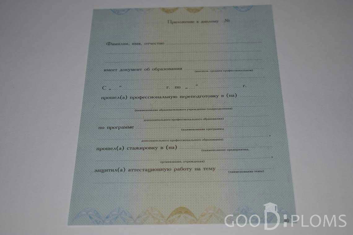 Приложение к Диплому о Переподготовке период выдачи 2010-2013 -  Одессу