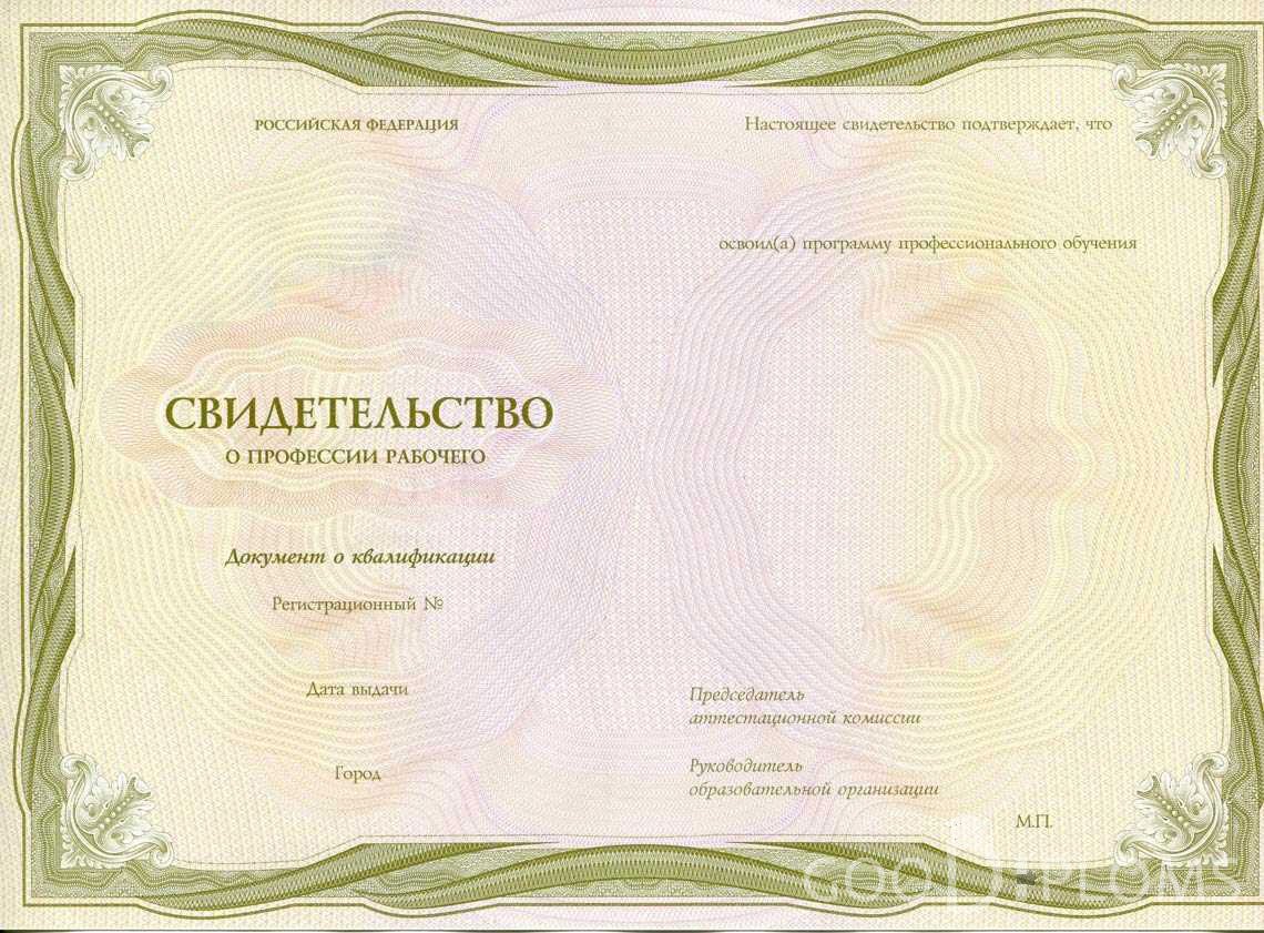 Свидетельство о Профессии Рабочего период выдачи 1999-2020 -  Одессу