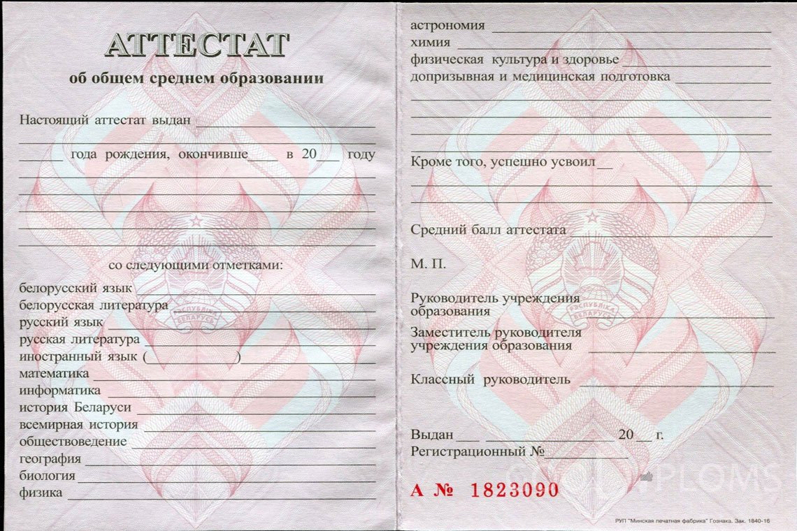 Белорусский аттестат за 11 класс - Одессу
